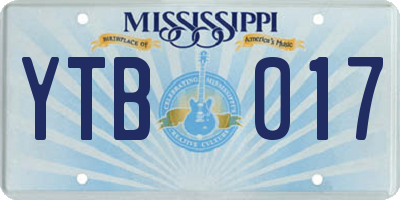 MS license plate YTB017