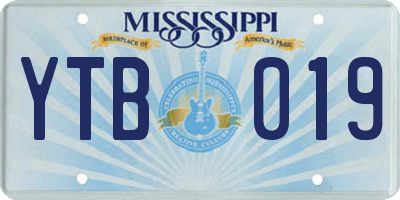 MS license plate YTB019