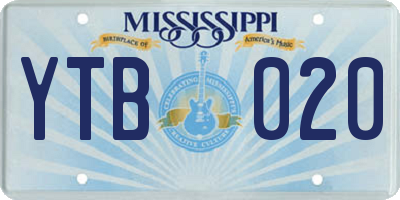 MS license plate YTB020
