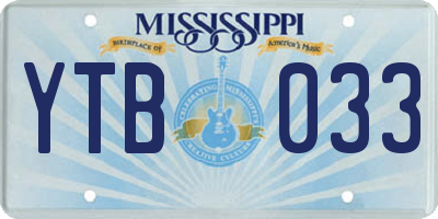 MS license plate YTB033