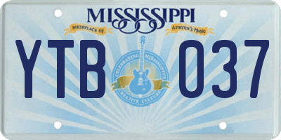 MS license plate YTB037