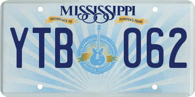 MS license plate YTB062