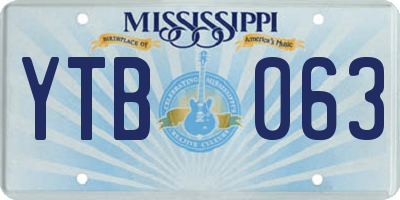 MS license plate YTB063