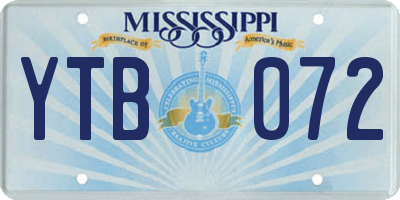 MS license plate YTB072