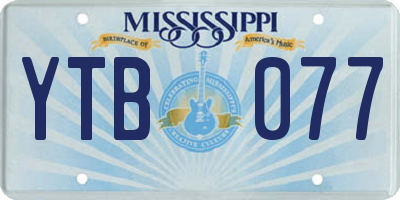 MS license plate YTB077