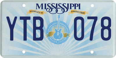MS license plate YTB078