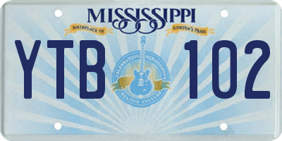 MS license plate YTB102