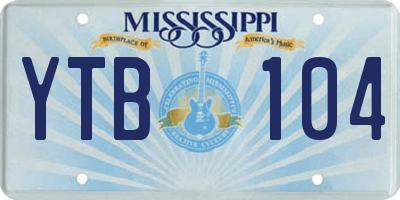 MS license plate YTB104