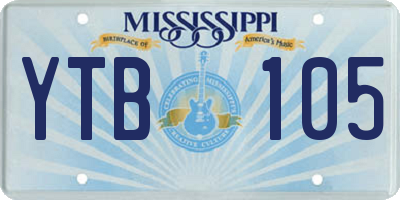 MS license plate YTB105