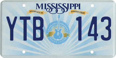 MS license plate YTB143