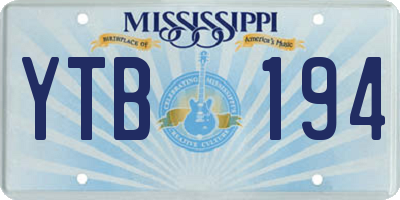 MS license plate YTB194