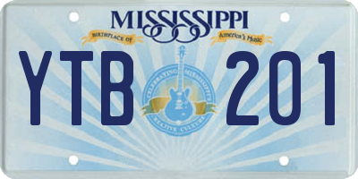 MS license plate YTB201
