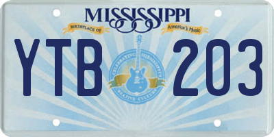 MS license plate YTB203