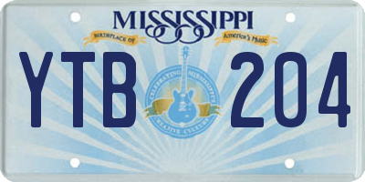 MS license plate YTB204