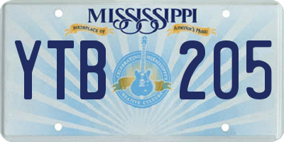 MS license plate YTB205