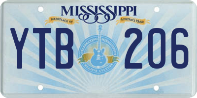 MS license plate YTB206