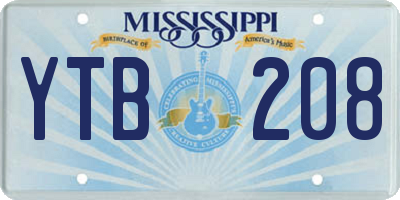 MS license plate YTB208
