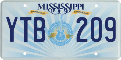 MS license plate YTB209