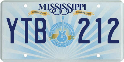 MS license plate YTB212