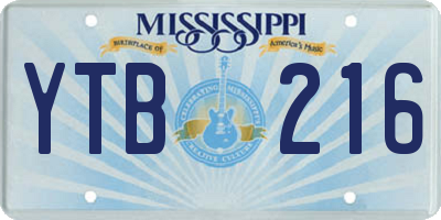 MS license plate YTB216