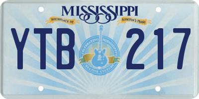 MS license plate YTB217