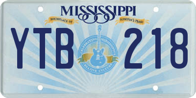 MS license plate YTB218