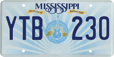 MS license plate YTB230