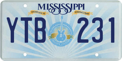 MS license plate YTB231