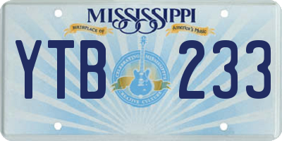 MS license plate YTB233