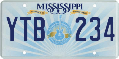 MS license plate YTB234