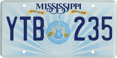 MS license plate YTB235