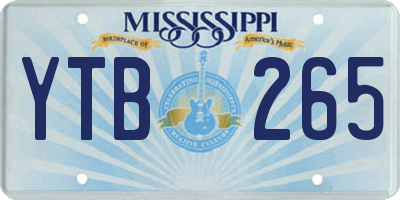 MS license plate YTB265