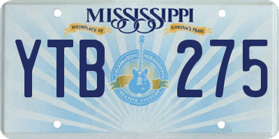 MS license plate YTB275