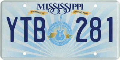 MS license plate YTB281