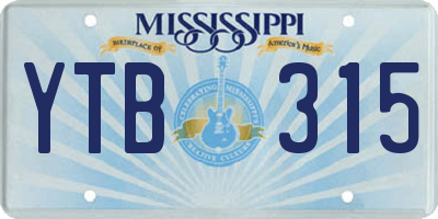 MS license plate YTB315