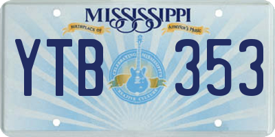 MS license plate YTB353