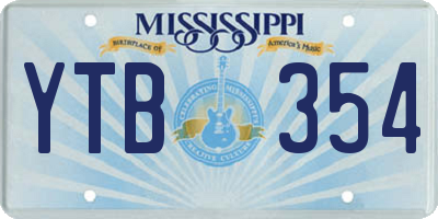 MS license plate YTB354