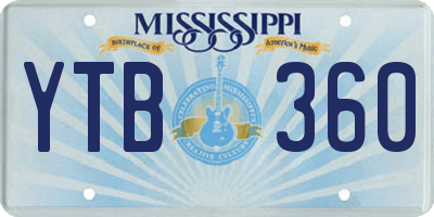 MS license plate YTB360