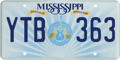 MS license plate YTB363