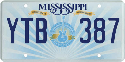 MS license plate YTB387