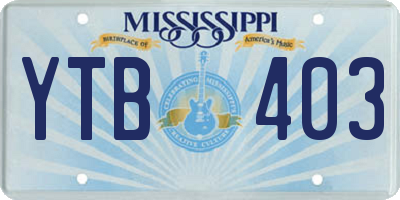 MS license plate YTB403