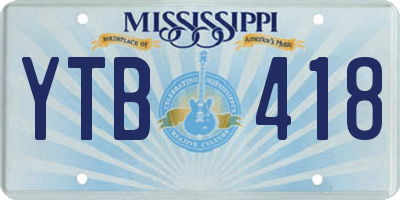 MS license plate YTB418