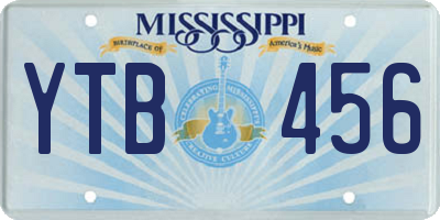 MS license plate YTB456