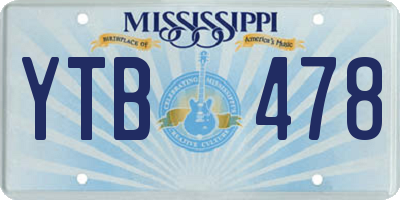 MS license plate YTB478