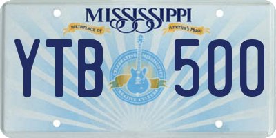 MS license plate YTB500