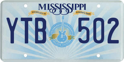 MS license plate YTB502