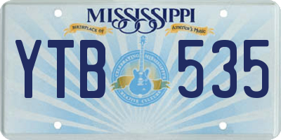 MS license plate YTB535