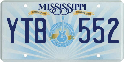 MS license plate YTB552