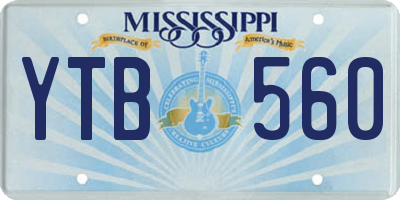 MS license plate YTB560