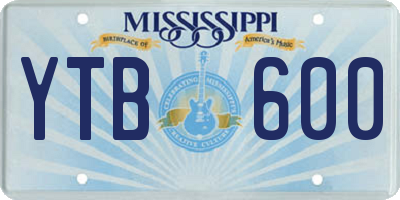 MS license plate YTB600